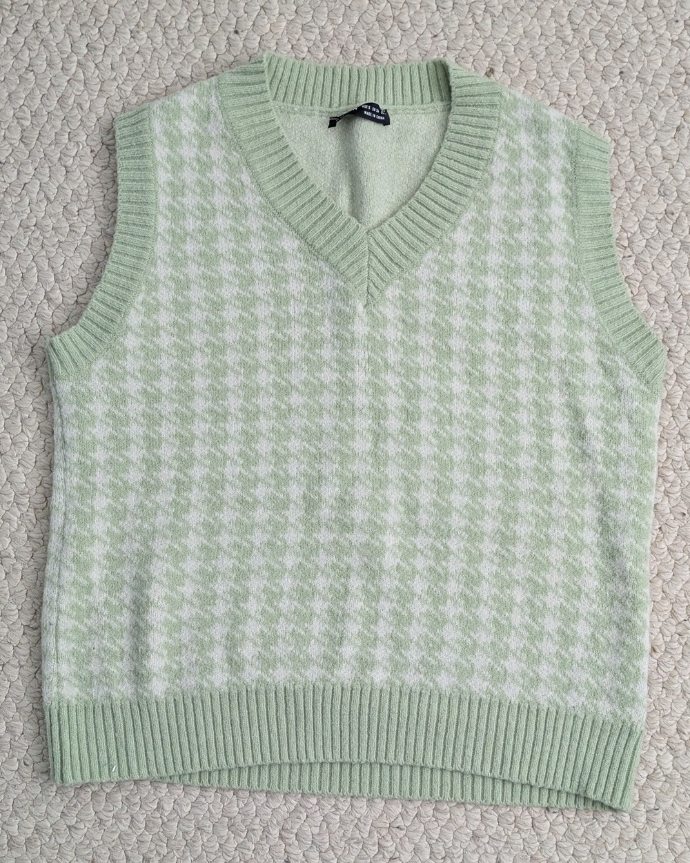 SHEIN Mint and White V-Neck Sweater Vest